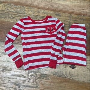 Laura Ashley Girls 6 Valentines red striped pajama 2pc pjs scottie dogs hearts